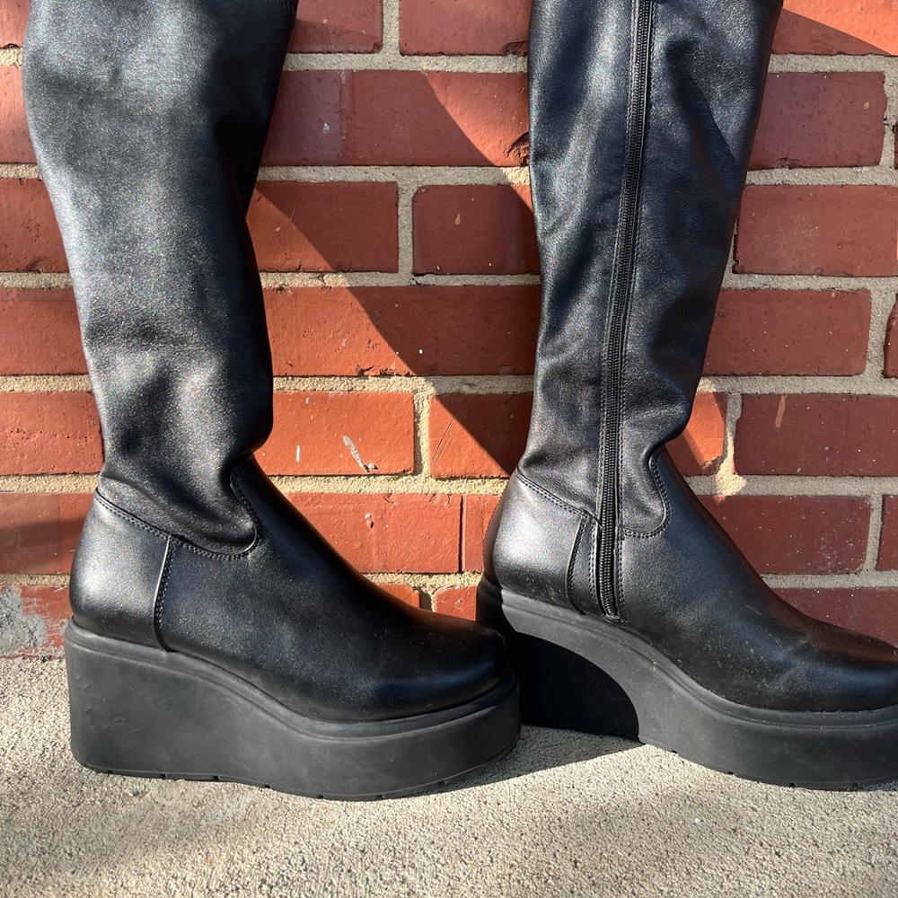 Steve Madden Black Platform Knee-High Boots